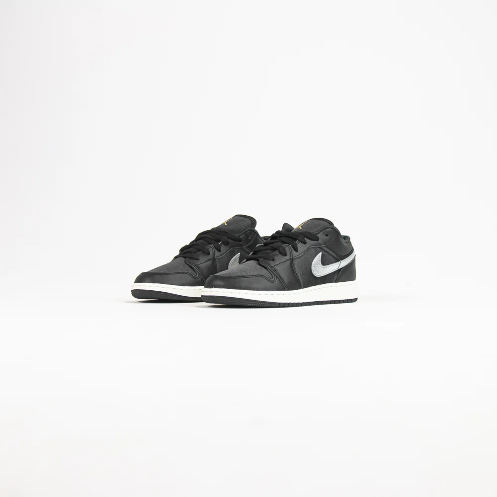 Air Jordan 1 Low SE GS (Black/Metallic Silver-Sail) - Image 2