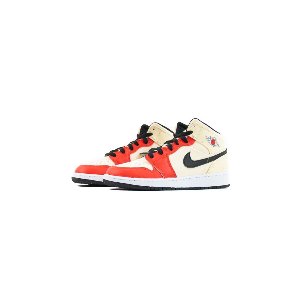 Air Jordan 1 Mid SS (GS) (Muslin/Chile Red-Black-White) - Image 2