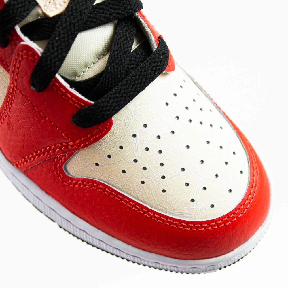 Air Jordan 1 Mid SS (GS) (Muslin/Chile Red-Black-White) - Image 5