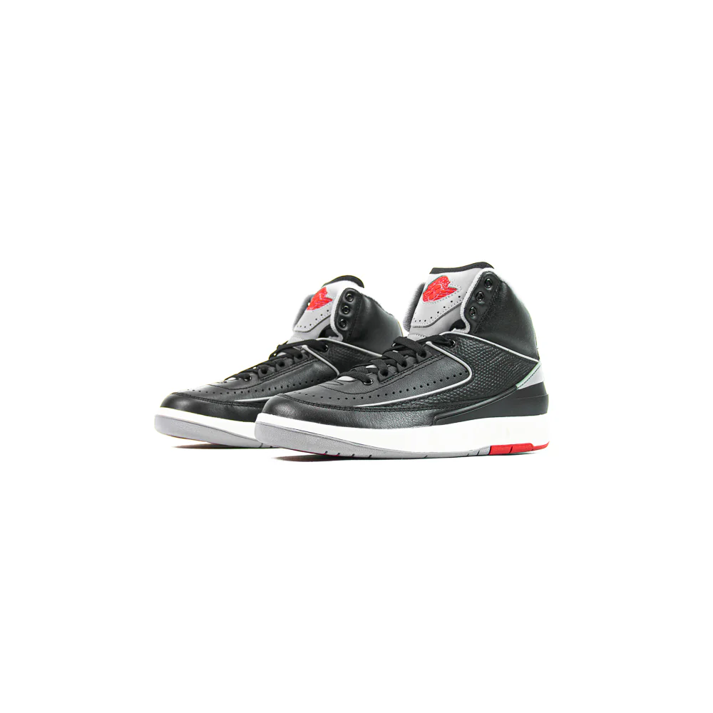 Air Jordan 2 Retro GS (Black/Cement Grey-Fire Red) - Image 2