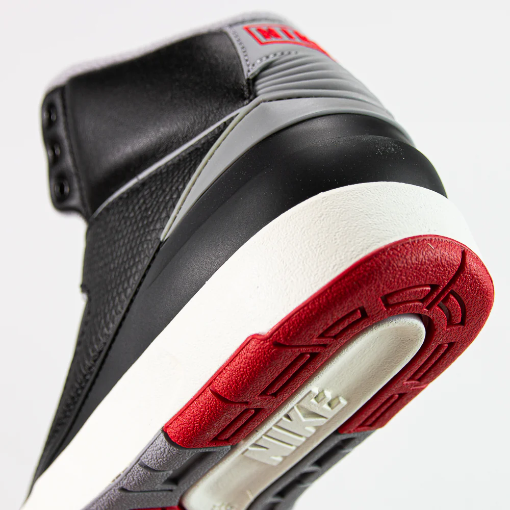 Air Jordan 2 Retro GS (Black/Cement Grey-Fire Red) - Image 4