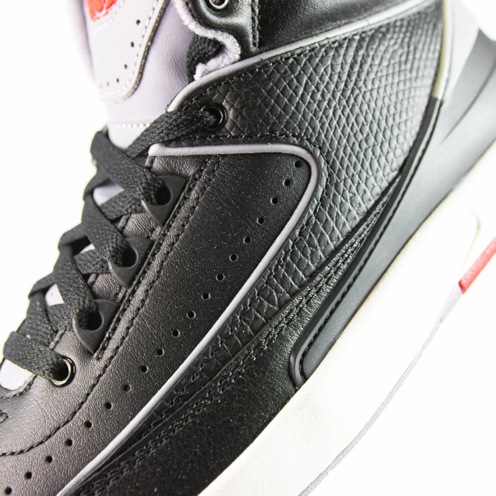 Air Jordan 2 Retro GS (Black/Cement Grey-Fire Red) - Image 6