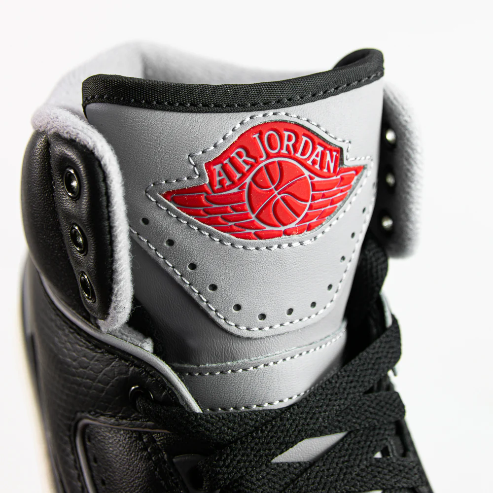 Air Jordan 2 Retro GS (Black/Cement Grey-Fire Red) - Image 8