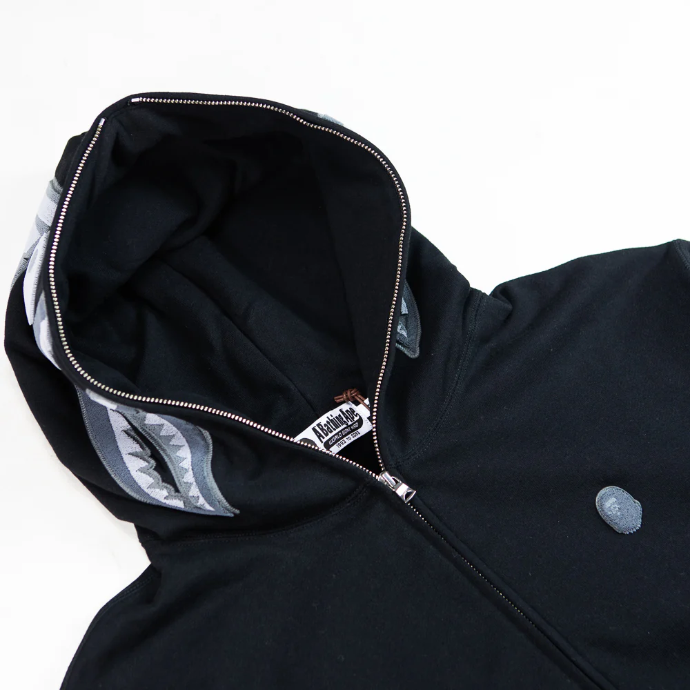 Ape Head One Point Shark Zip Hoodie (Black) - Image 2