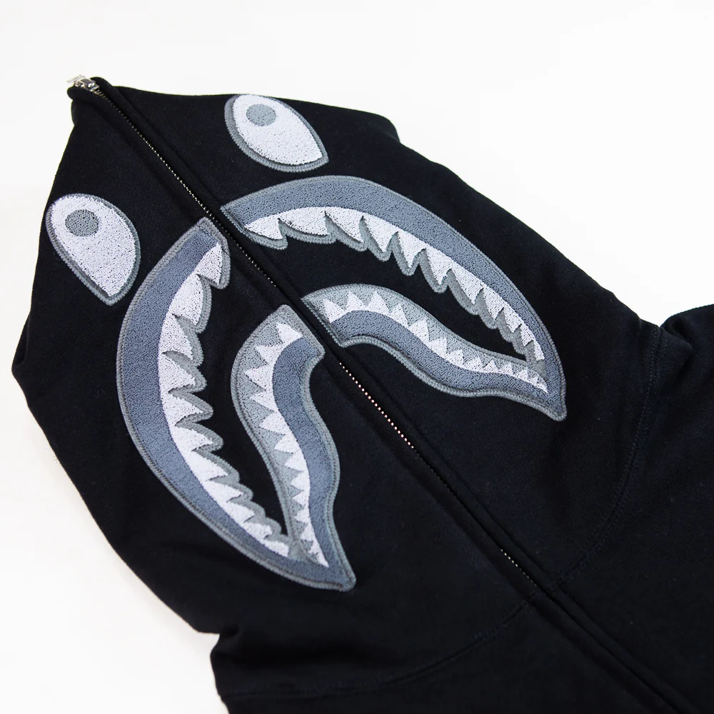 Ape Head One Point Shark Zip Hoodie (Black) - Image 3