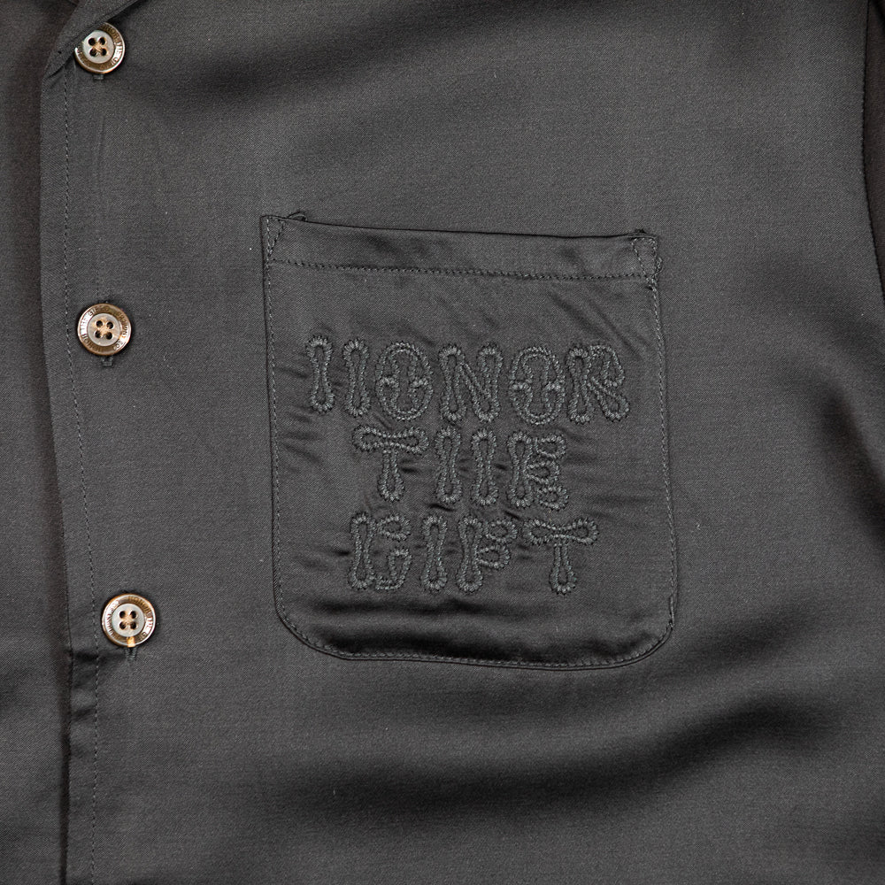 Blanket Stitch Woven Shirt (Black) - Image 3