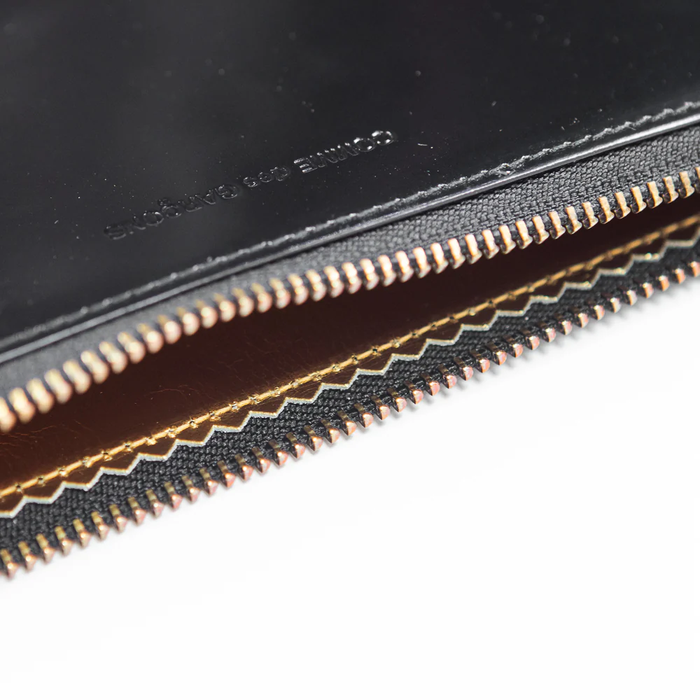 CDG Mirror Inside Large Zip Pouch (Black/Gold) - Image 2