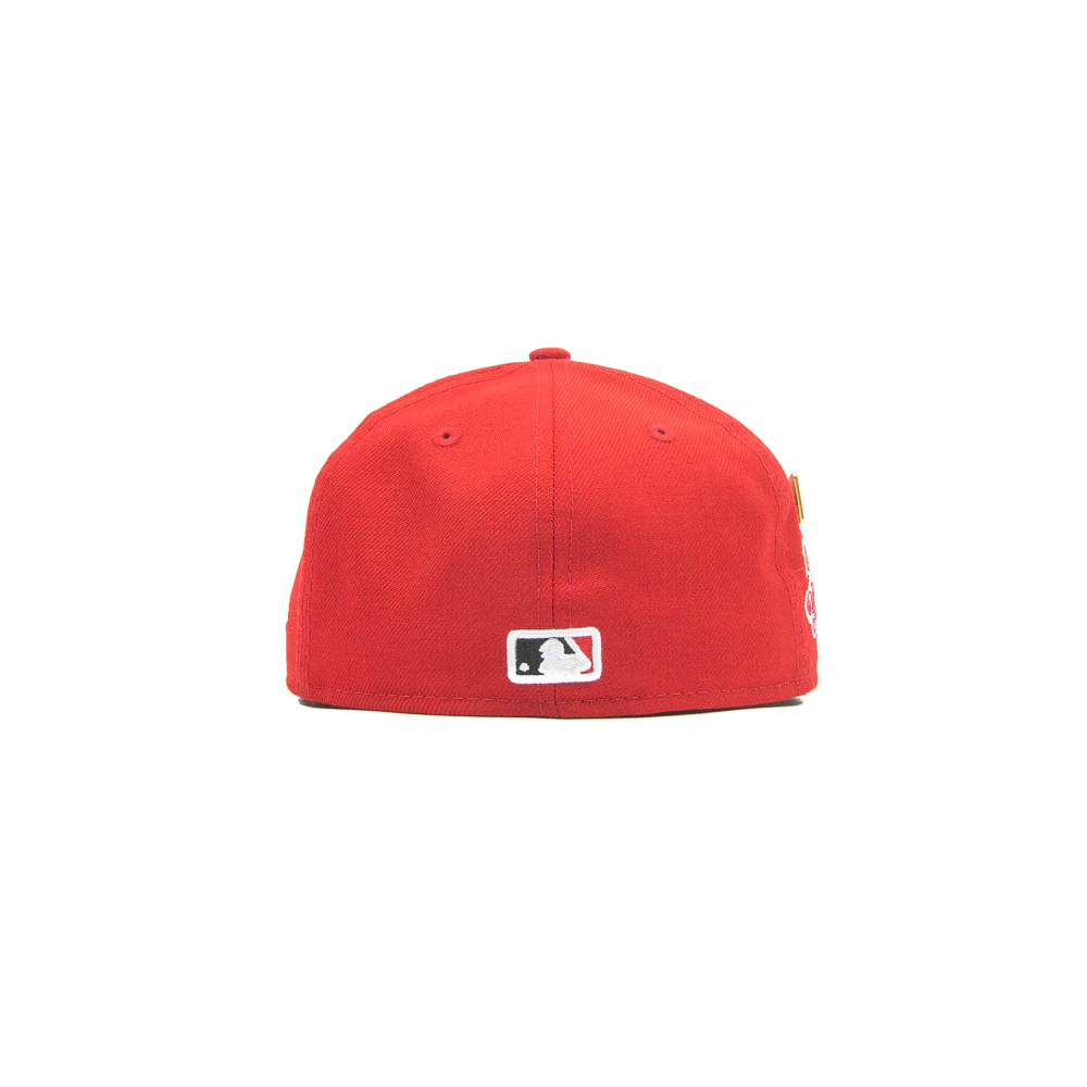 Cincinnati Reds 1990 World Series Logo History Fitted Cap (Red) - Image 2