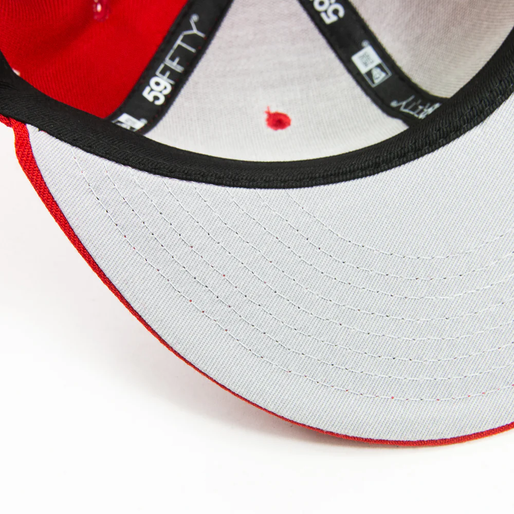 Cincinnati Reds 1990 World Series Logo History Fitted Cap (Red) - Image 5
