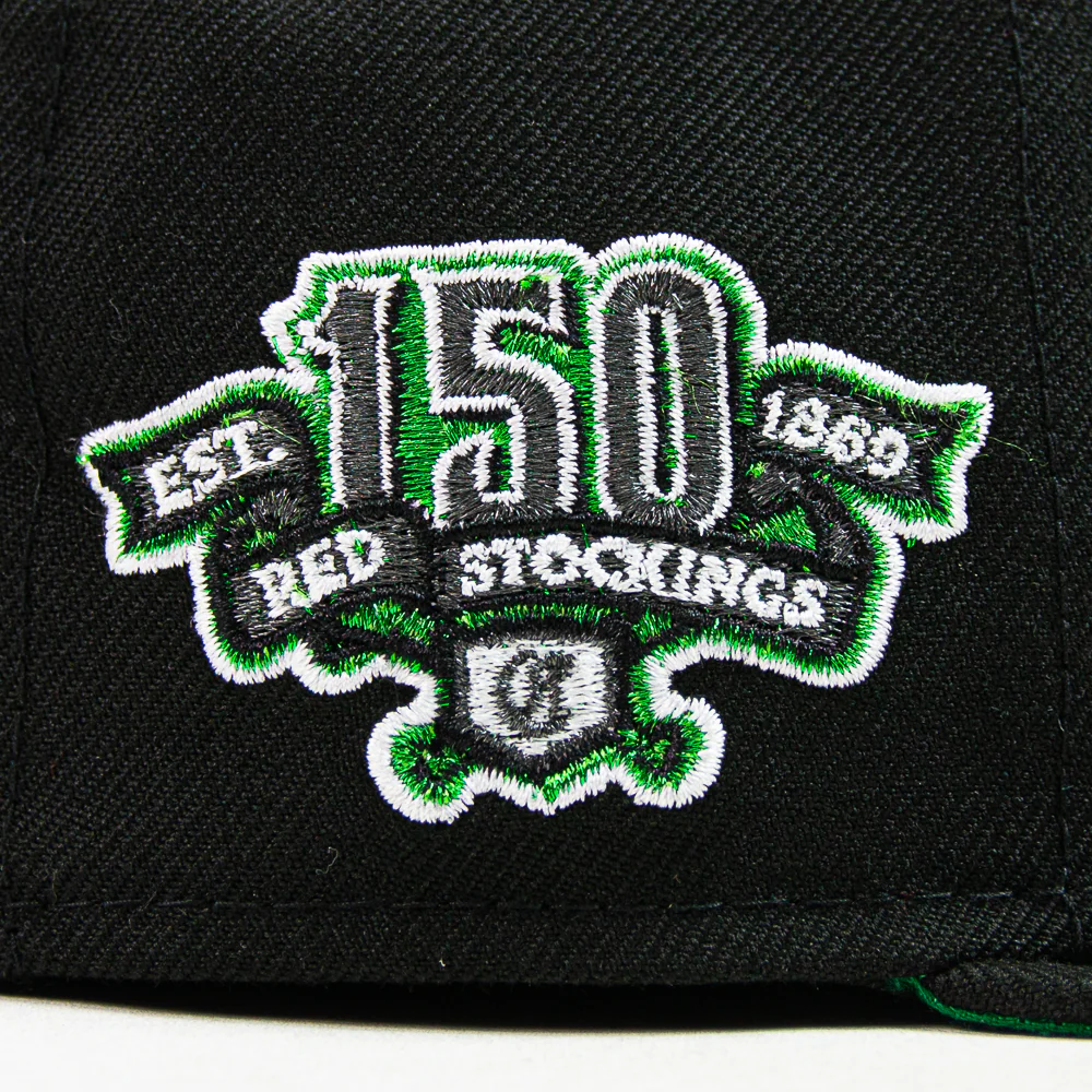Cincinnati Reds “Los Rojos” 150th Anniversary Fitted Cap (Black/ Green) - Image 3
