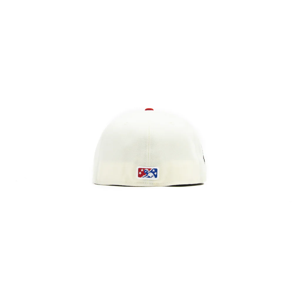 Dayton Dragons 20th Anniversary Fitted Cap (Cream/Chrome Red) - Image 4