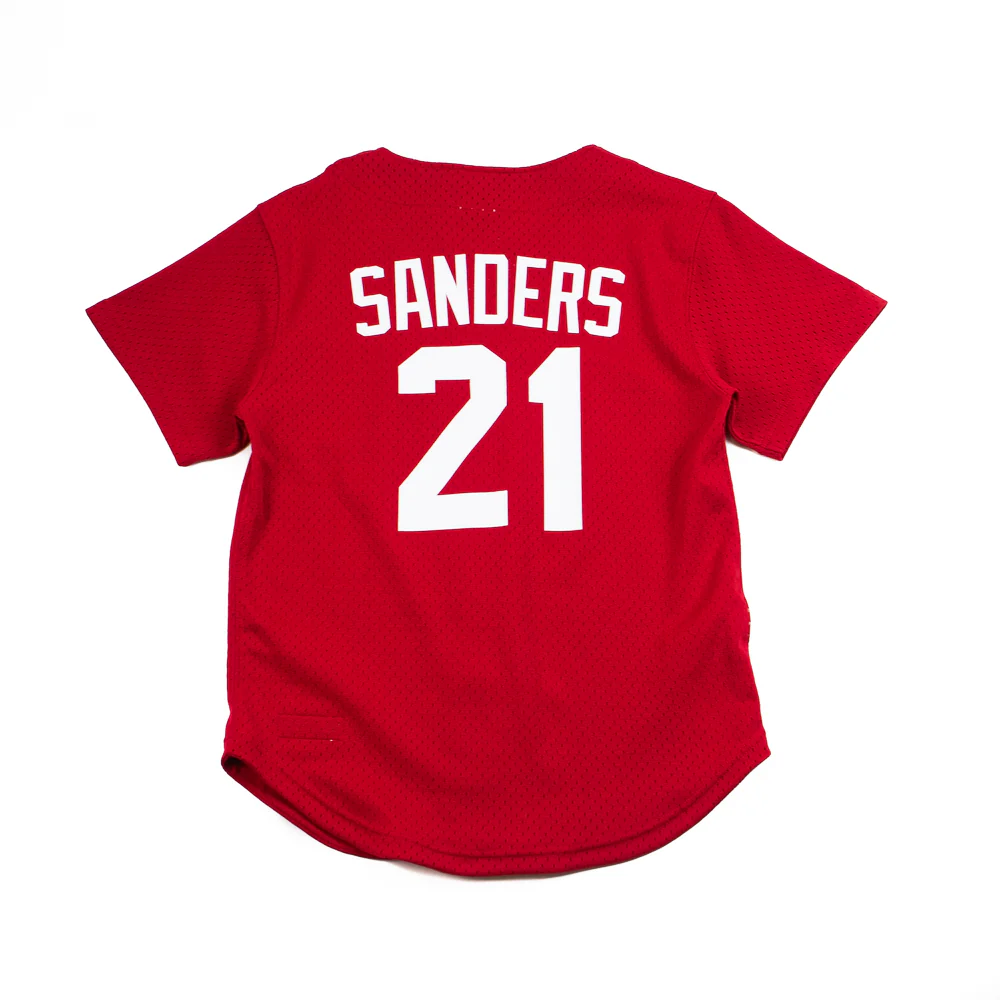 Deion Sanders Cincinnati Reds 1997 BP Jersey (Scarlet) - Image 3