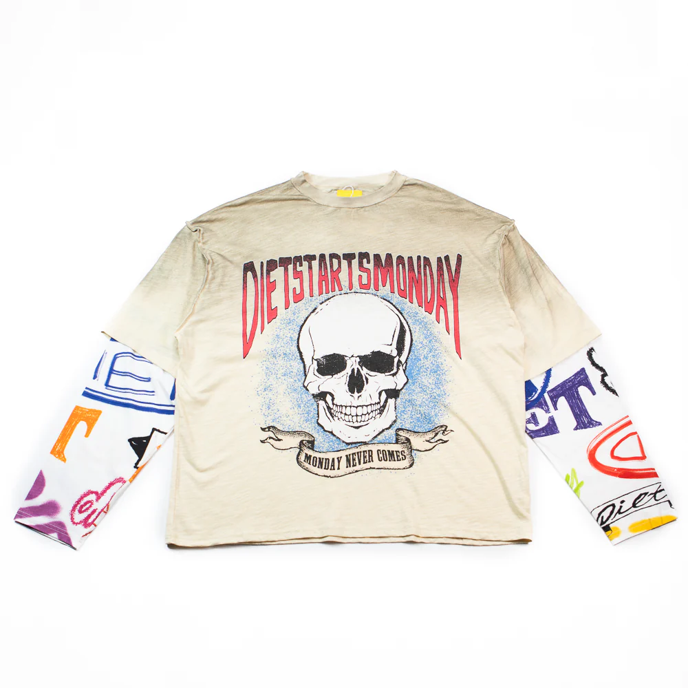 Double Layer Skull Tee (Antique White/Multi)