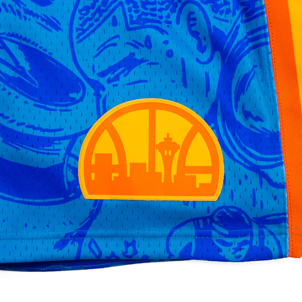Hebru Brantley x Mitchell Ness Seattle Supersonics Short (Blue) - Image 3