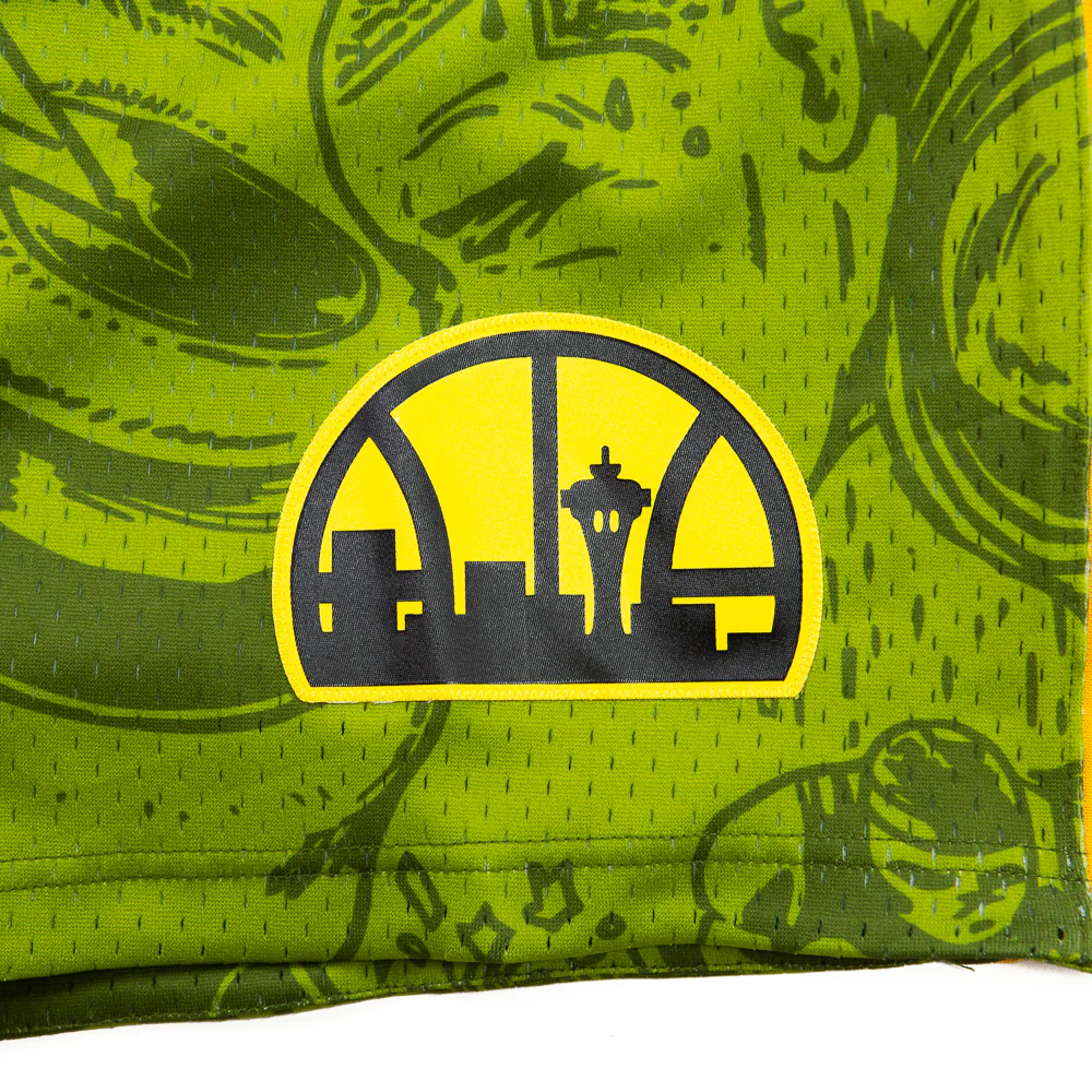 Hebru Brantley x Mitchell Ness Seattle Supersonics Short (Green) - Image 2