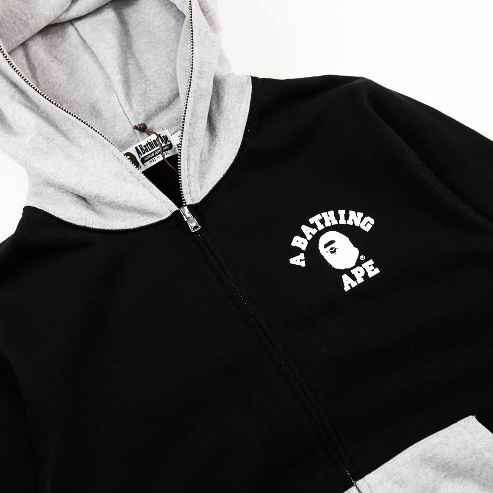 One Point College Full Zip Hoodie (Black) - Image 2