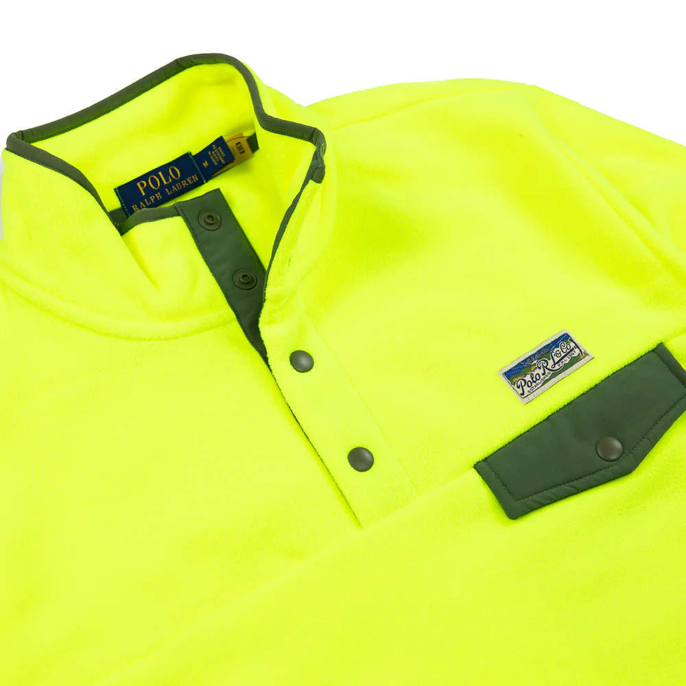 Recycled Poly Snap Mock Neck Voyager Sweatshirt (Safety Yellow) - Image 2