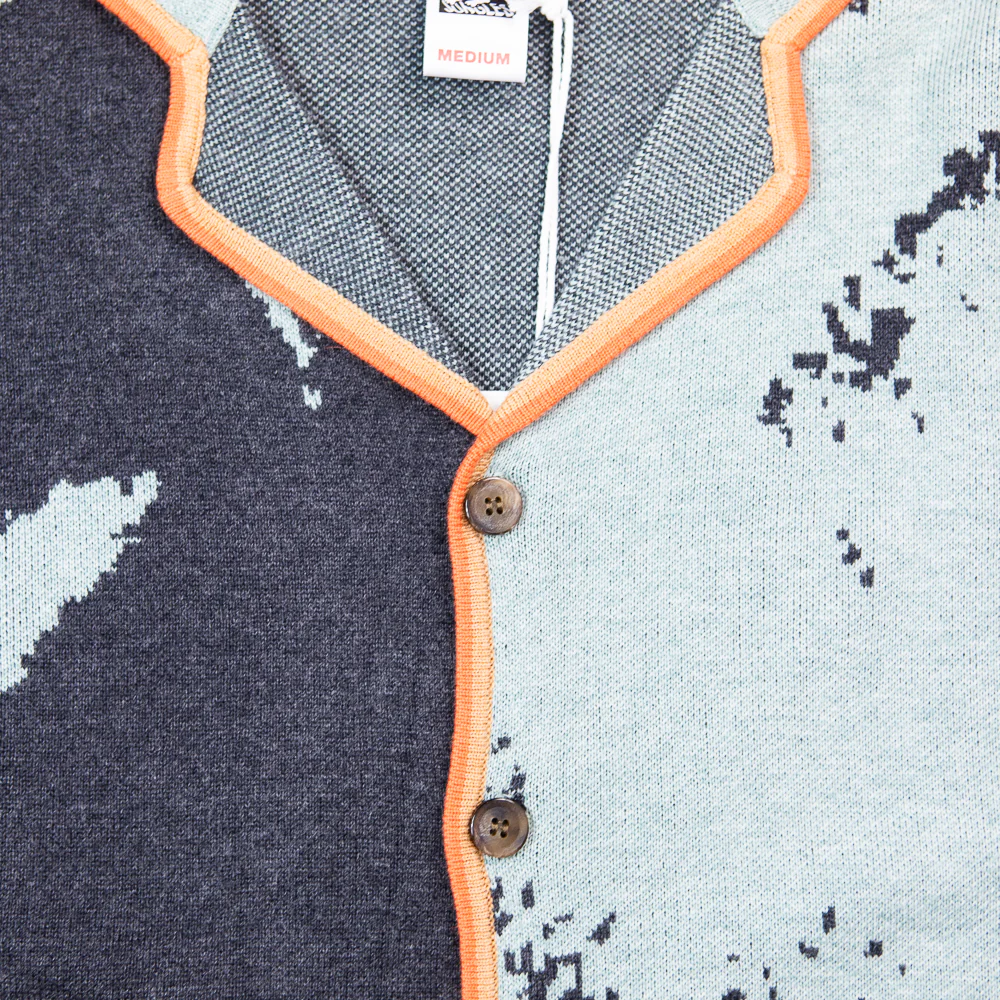 Smile Heavy Knit Shirt (Black/Blue) - Image 2