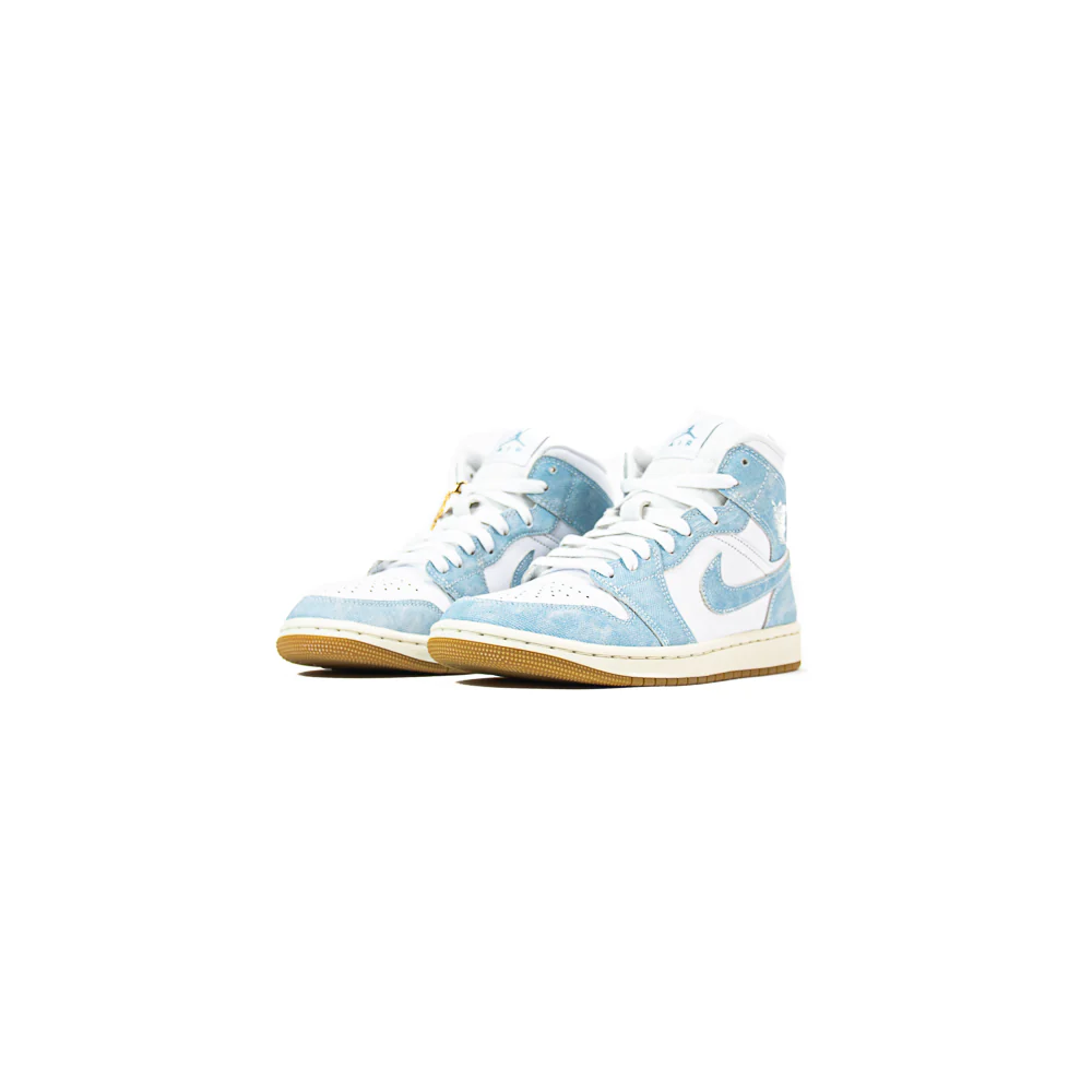 Wmns Air Jordan 1 Mid SE (White/Worn Blue-Sail) - Image 2